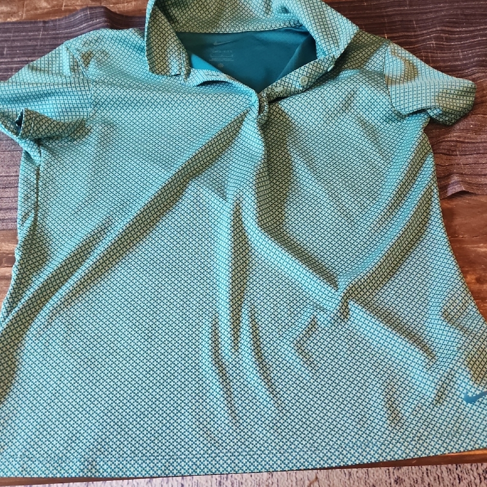 Teal Patterned Polo Shirt